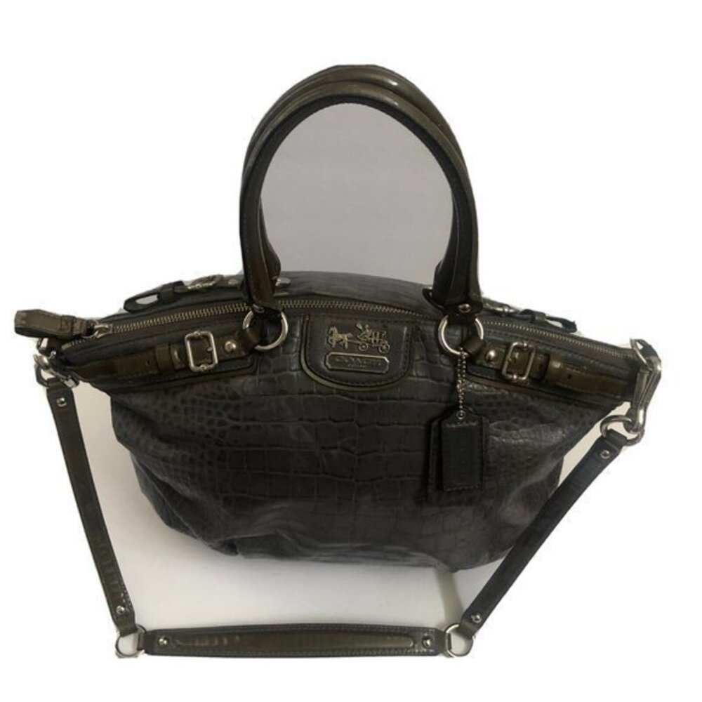 Coach Bag18622 Madison Lindsey Leather Satchel/Shoulder Bag Gray Croc $598